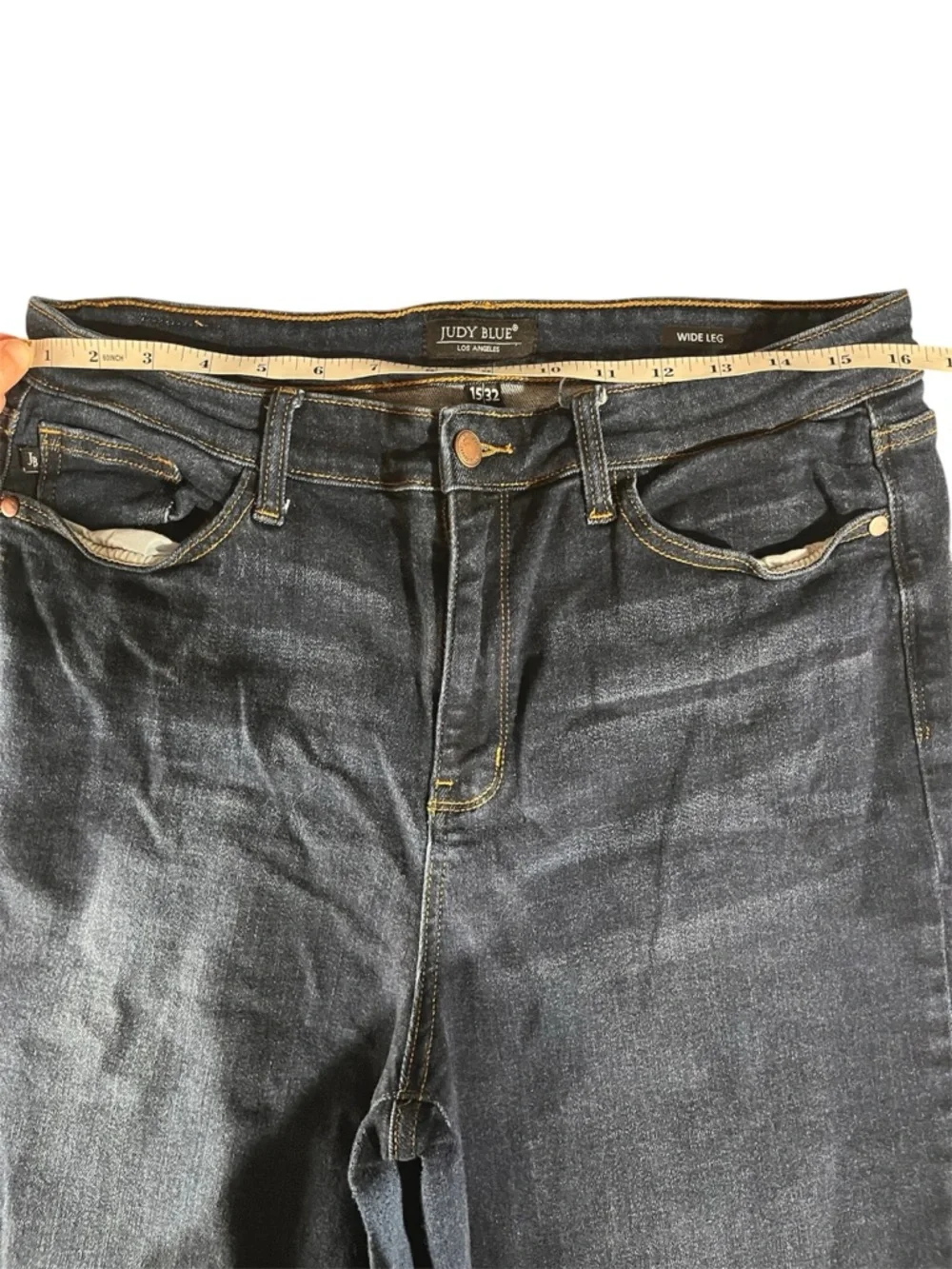 Judy Blue Dark Wash Wide Leg Cropped Jeans 15/32 - Picture 7 of 12